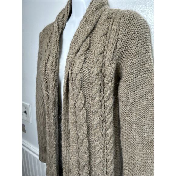 Elsamanda Italy Sweater Open Cardigan Small Brown Loose Cable Knit Soft Long - Picture 2 of 10